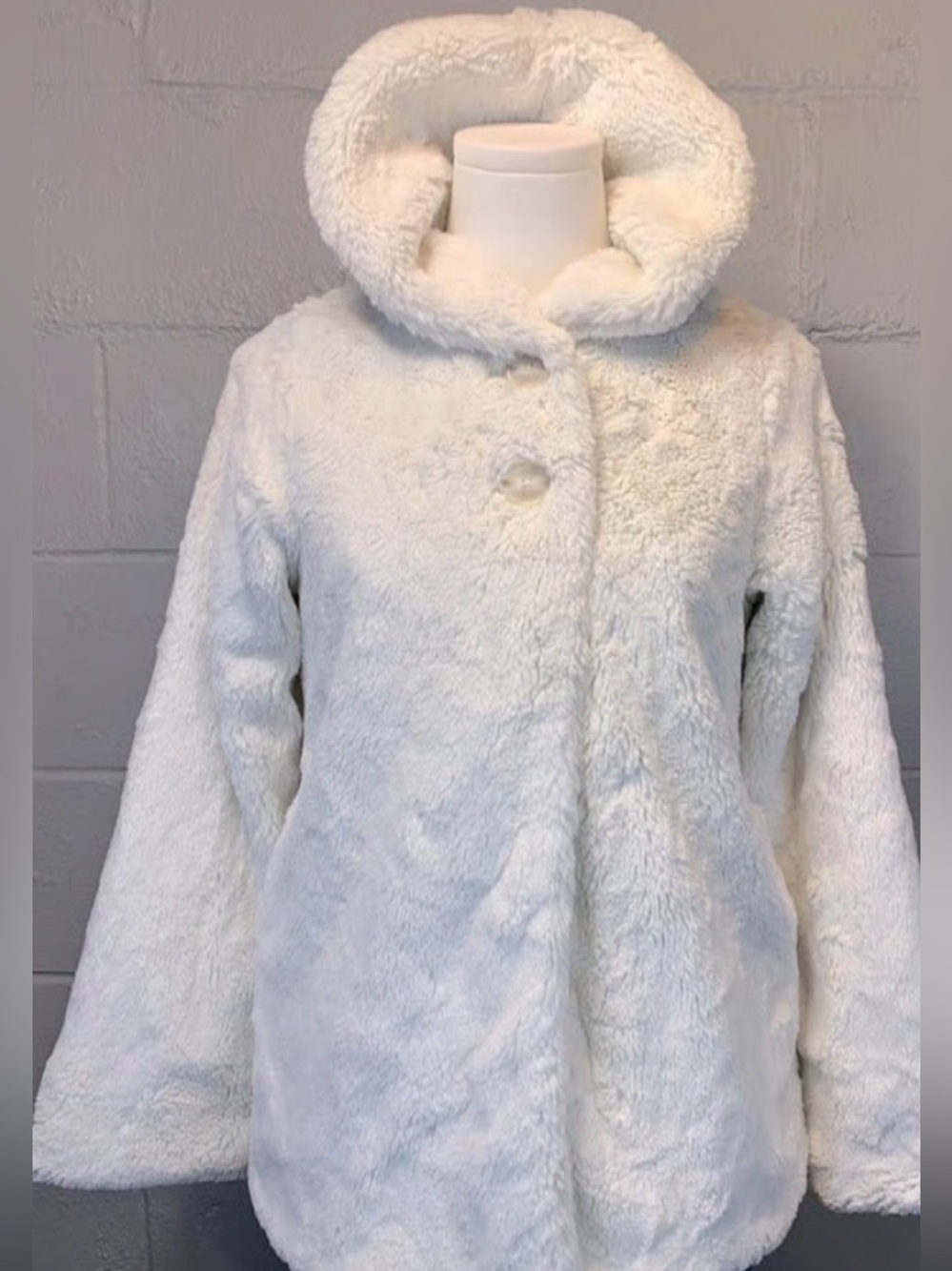 Patagonia Girls sz XL 14 Cream Faux Fur Shawl Collar Swing Jacket NWOT